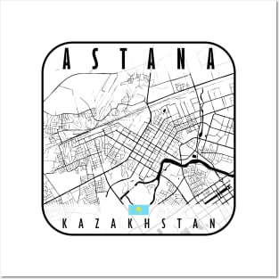 Astana Map Kazakhstan Posters and Art